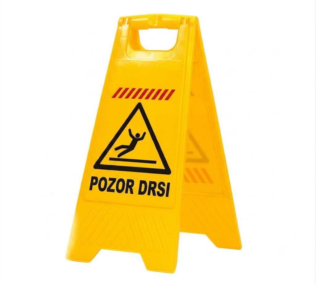 Opozorilna tabla / stojalo »POZOR, DRSI!«